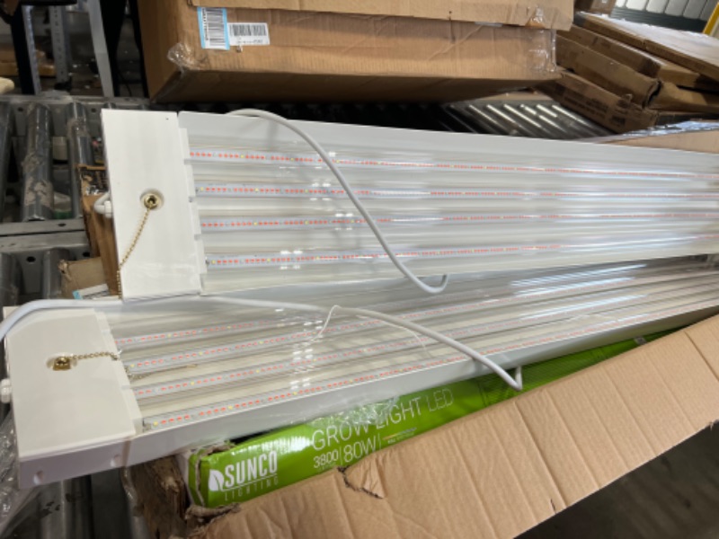 Photo 4 of **NEEDS NEW LIGHT BULBS!!! Sunco Lighting 4FT LED Grow Lights Full Spectrum for Indoor Plants 80W, Integrated Suspended Fixture, Plug in Linkable, for Indoor Greenhouse Year Round Plant Seedling Grow Lamp Super Bright 2 Pack
