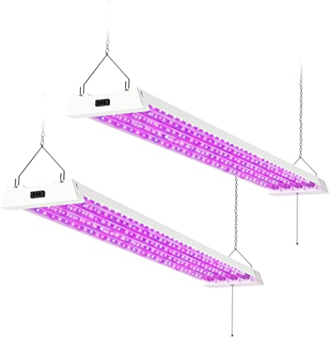 Photo 1 of **NEEDS NEW LIGHT BULBS!!! Sunco Lighting 4FT LED Grow Lights Full Spectrum for Indoor Plants 80W, Integrated Suspended Fixture, Plug in Linkable, for Indoor Greenhouse Year Round Plant Seedling Grow Lamp Super Bright 2 Pack
