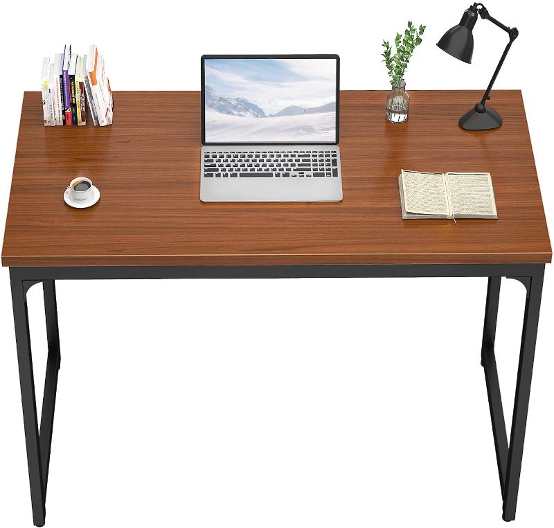 Photo 1 of **MINOR DAMAGE** Foxemart Computer Desk Modern Sturdy Office Desk PC Laptop Notebook Study Writing Table for Home Office Workstation, Teak
