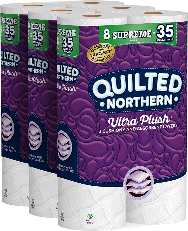Photo 1 of Quilted Northern Ultra Plush Toilet Paper, 24 Supreme Rolls = 105 Regular Rolls, 3-ply Bath Tissue
