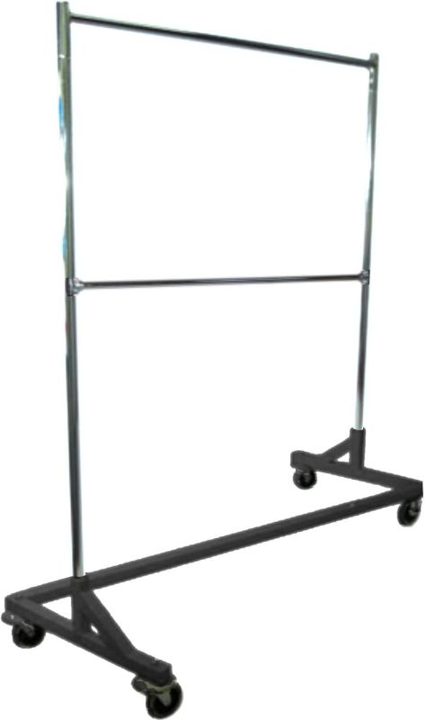 Photo 1 of **MISSING HARDWARE** Only Hangers Commercial Grade Double Bar Rolling Z Rack with Nesting Black Base
