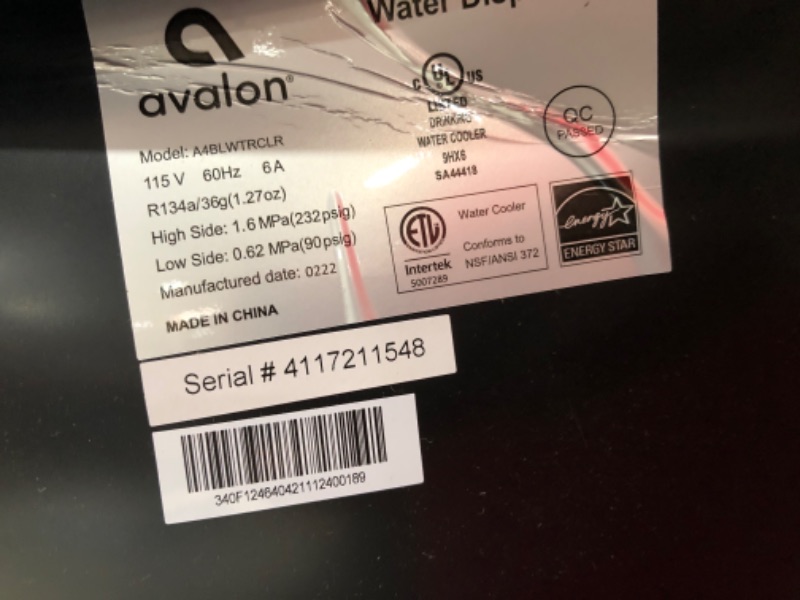 Photo 3 of **HEAVY DAMAGE**PARTS ONLY** Avalon Bottom Loading Water Cooler Water Dispenser with BioGuard- 3 Temperature Settings - Hot, Cold & Room Water, Durable Stainless Steel Construction, Anti-Microbial Coating- UL/Energy Star Approved
