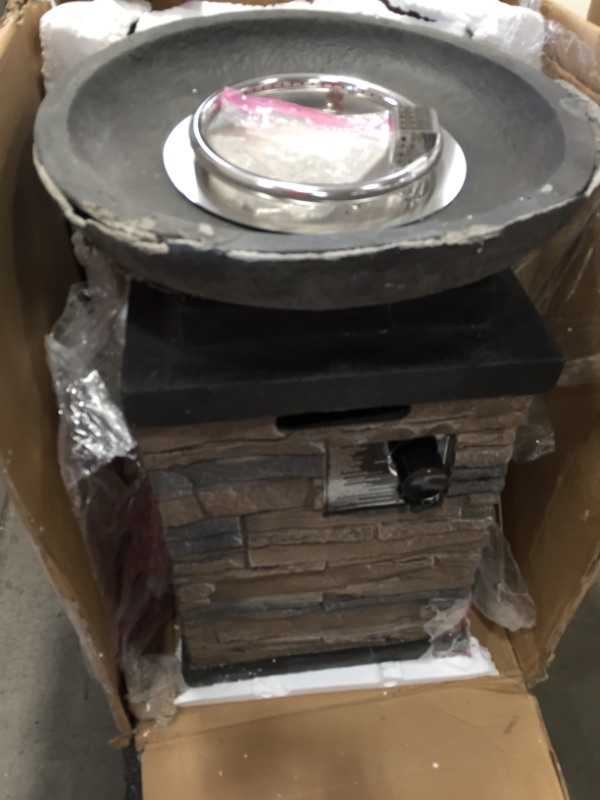 Photo 2 of ***DAMAGED BOWL** Bond Manufacturing 63172 Newcastle Propane Firebowl Column Realistic Look Firepit Heater Lava Rock 40,000 BTU Outdoor Gas Fire Pit 20 lb, Pack of 1, Natural...
