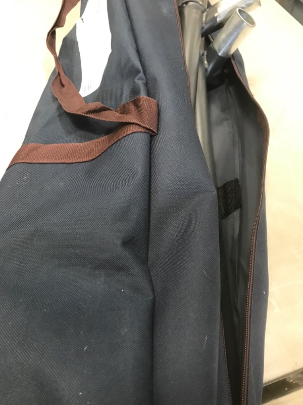 Photo 4 of **MINOR DAMAGE*MISSING PARTS *Vivere Double Cotton Hammock with Space Saving Steel Stand, Denim (450 lb Capacity - Premium Carry Bag Included), Denim with Charcoal Frame, 1 Count
