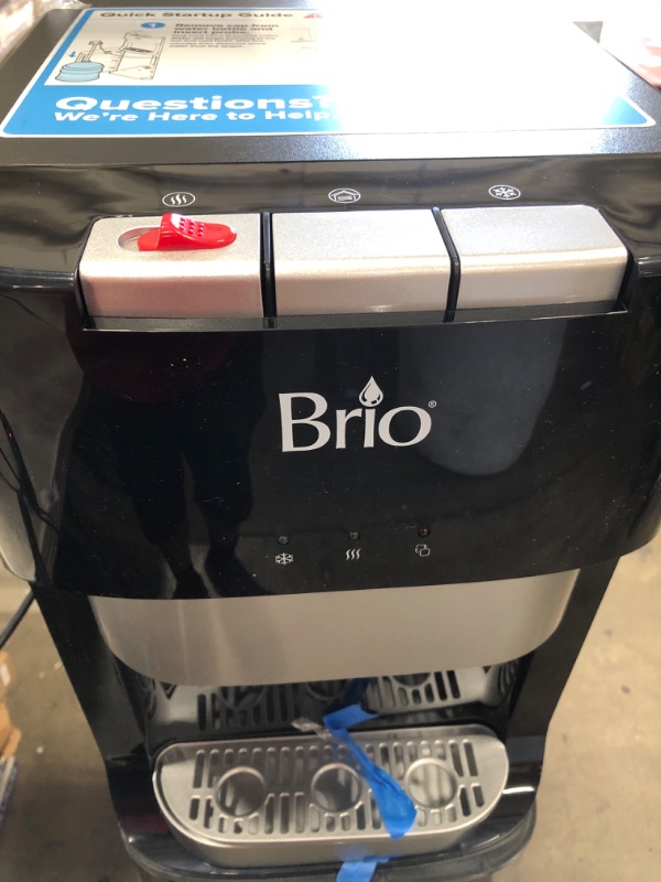 Photo 5 of **DAMAGED**Brio Hot Cold and Room Temp Water Dispenser Cooler Bottom Load, Tri-Temp, Black and Brush Stainless Steel, Essential Series, Black / Stainless Steel
