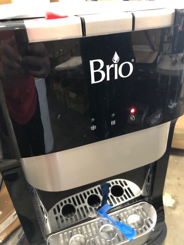 Photo 4 of **DAMAGED**Brio Hot Cold and Room Temp Water Dispenser Cooler Bottom Load, Tri-Temp, Black and Brush Stainless Steel, Essential Series, Black / Stainless Steel
