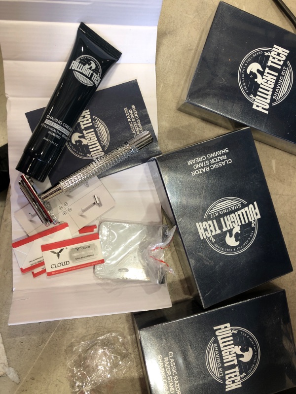Photo 1 of **SET OF 4** Safety Razor Set for Men Women w/Razor Stand,Razor Refills,Shaving Cream,Shaving Kit for Men Women Gift Beard Trimming Kit Birthday Gifts for Men Dad Husband Boyfriend Christmas Stocking Stuffers

