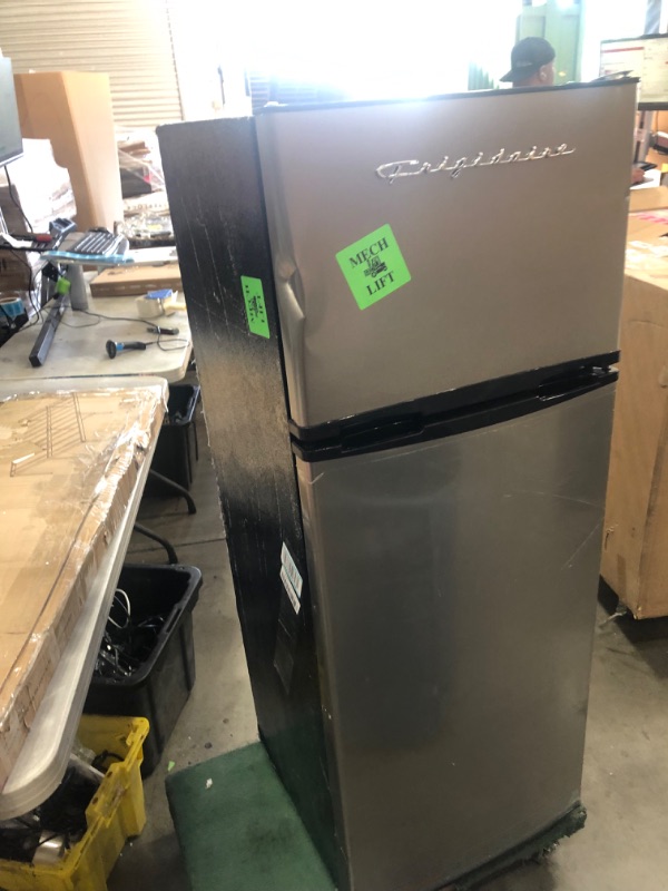 Photo 2 of freezer is the only part that gets cold 
Frigidaire EFR749AMZ, 2 Door Apartment Size Refrigerator with Freezer, 7.5 cu ft, Retro, Silver, Platinum