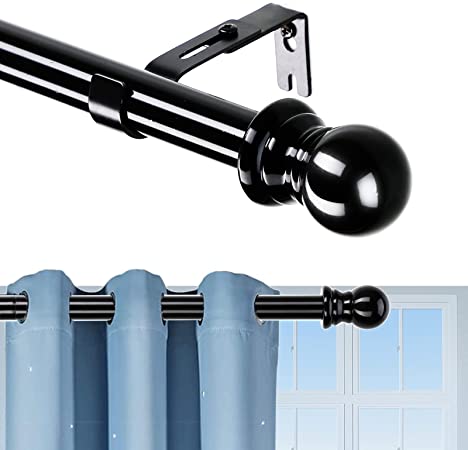 Photo 1 of 1" Black Curtain Rod Set - Stainless Steel Curtain Rods for Windows,30-44 inch Small Drapery Rod for Heavy Duty Curtains and Drapes (2 Brackets)