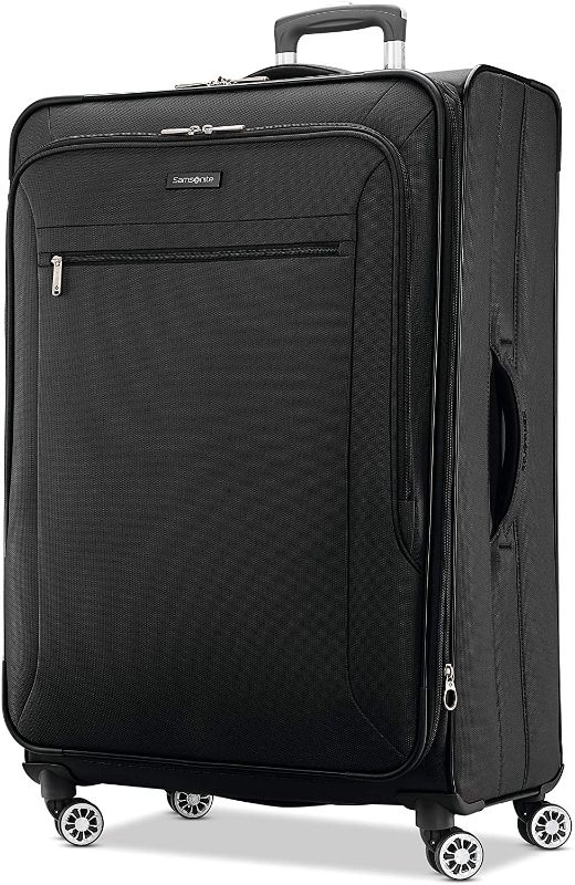 Photo 1 of **DAMAGED ZIPPER** Samsonite Ascella X Softside Expandable Luggage with Spinner Wheels, Black, Checked-Large 29-Inch
