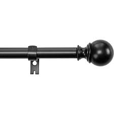 Photo 1 of 1-Inch Curtain Rod with Round Finials - 2-Pack, 36 to 72 Inch, Black
