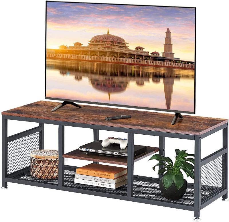 Photo 1 of **LIGHT WARE FROM SHIPPING** VECELO TV Stand for 55 Inch, Entertainment Center Media Console Table with Storage for Living Room and Bedroom, 47 Inch, Brown+Black
