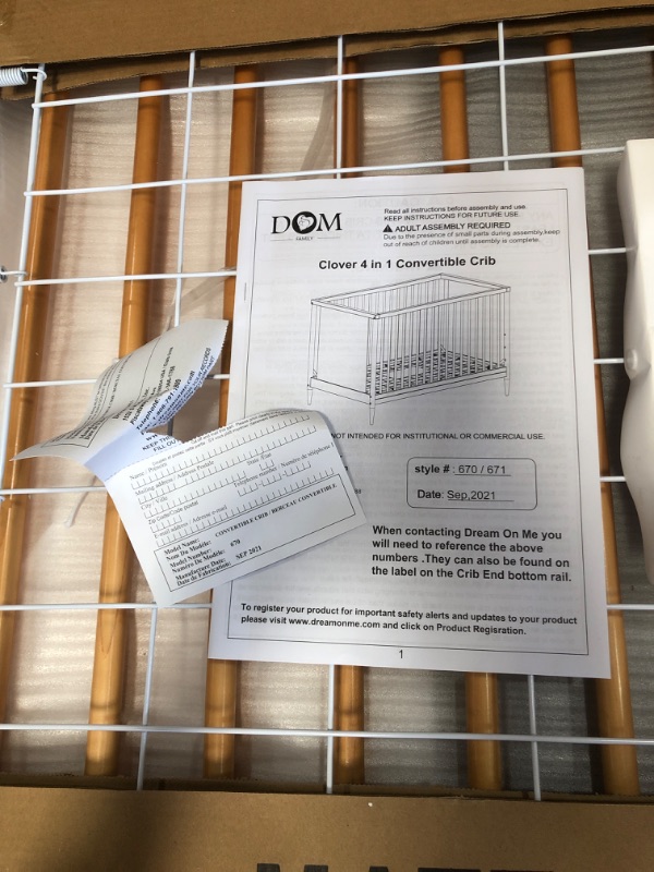 Photo 4 of Dream On Me Clover 4-in-1 Modern Island Crib with Rounded Spindles I Convertible Crib I Mid- Century Meets Modern I Coordinates with The Clover Changing Table, Olive, 54.3x30.3x36.3 Inch (Pack of 1)
