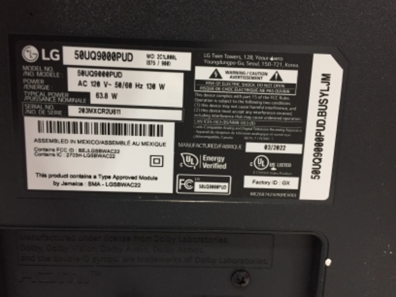 Photo 4 of **POWERS ON DOESNT SHOW DISPLAY** LG 50-Inch Class UQ9000 Series Alexa Built-in 4K Smart TV (3840 x 2160), 60Hz Refresh Rate, AI-Powered 4K, Cloud Gaming (50UQ9000PUD, 2022)
