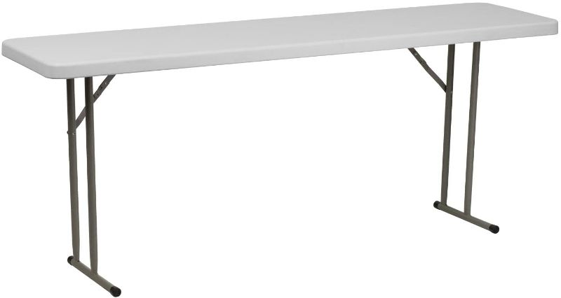Photo 1 of **SMALL DENT** Flash Furniture 6-Foot Granite White Plastic Folding Training Table
