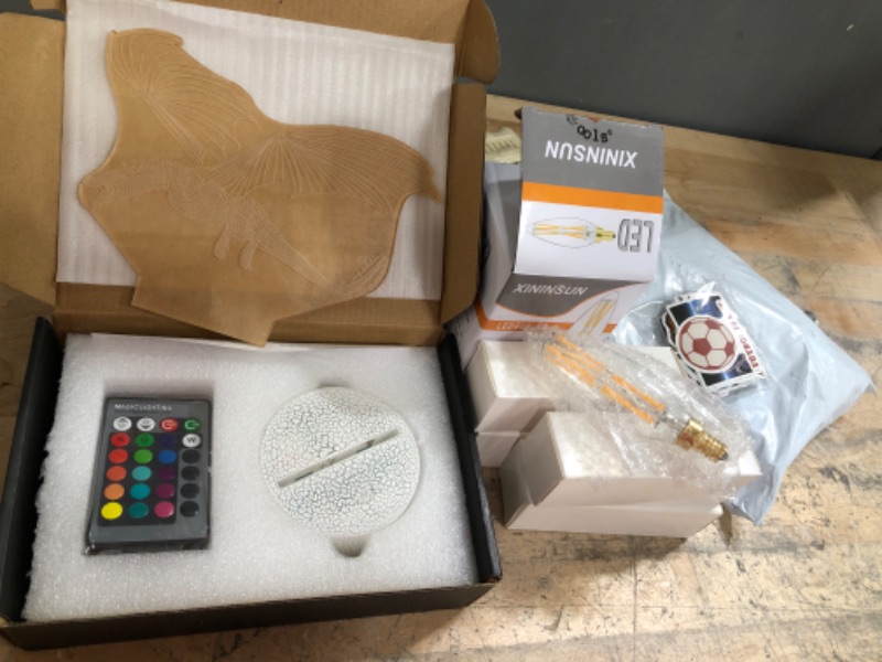 Photo 1 of BUNDLE BAG of AMAZON GOODS; HARDWARE, LIGHT BULBS, 3D LAMP ILLUNSION AND MORE 
**** BUNDLE*** SOLD AS IS*** NO RETURNS*** NO REFUNDS***
