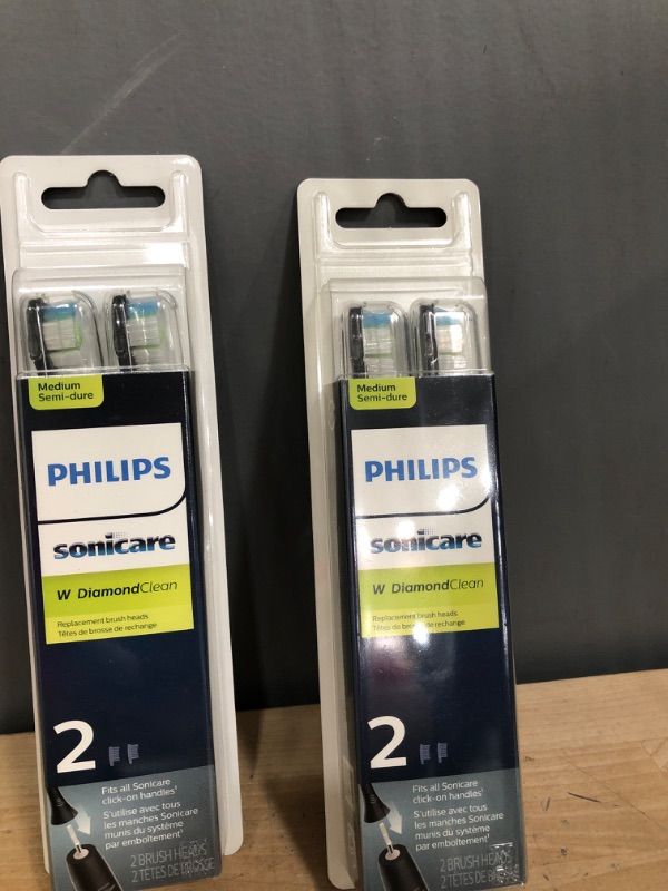 Photo 2 of ***2PACK***Philips Sonicare Genuine W DiamondClean Replacement Toothbrush Heads, 4 Brush Heads, Black, HX6062/95