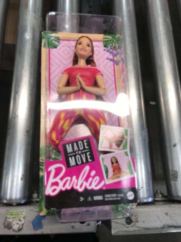 Photo 2 of Barbie Made to Move Doll Curvy with 22 Flexible Joints Long Straight Red Hair Wearing Athleisure
