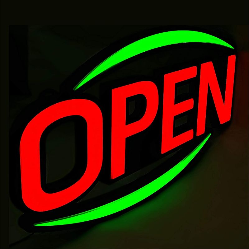 Photo 1 of MaxLit 32'' X 17'' New Large LED Neon Sign - Open - Remote Control - Flashing & Scrolling Modes (Red/Green, 17'' x 32'')
