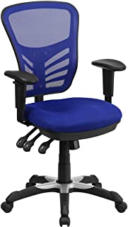 Photo 1 of Flash Furniture Mid-Back Blue Mesh Multifunction Executive Swivel Ergonomic Office Chair with Adjustable Arms