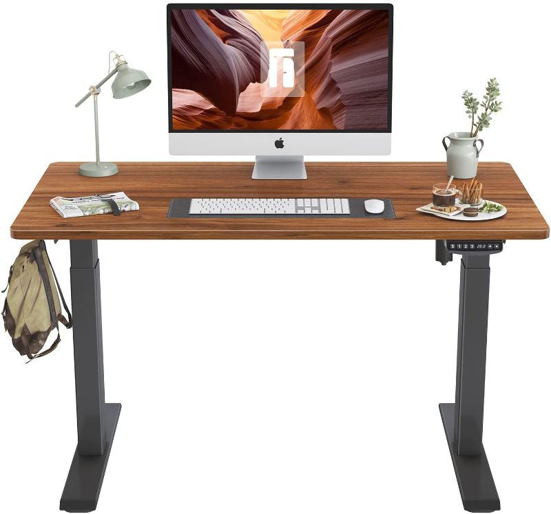 Photo 1 of FEZIBO Electric Standing Desk, 40 x 24 Inches Height Adjustable Table, Ergonomic Home Office Furniture with Splice Board, Black Frame/Espresso Top
