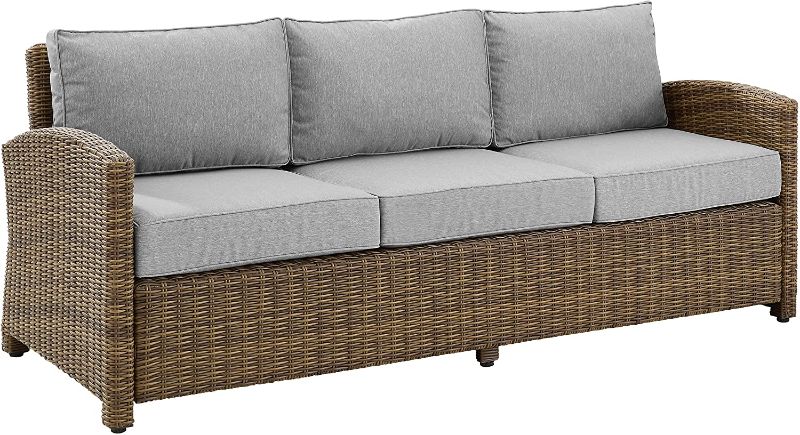 Photo 1 of *INCOMPLETE BOX 2 OF 2* Crosley Furniture Bradenton Outdoor Wicker Patio Sofa with Cushions - Sand
