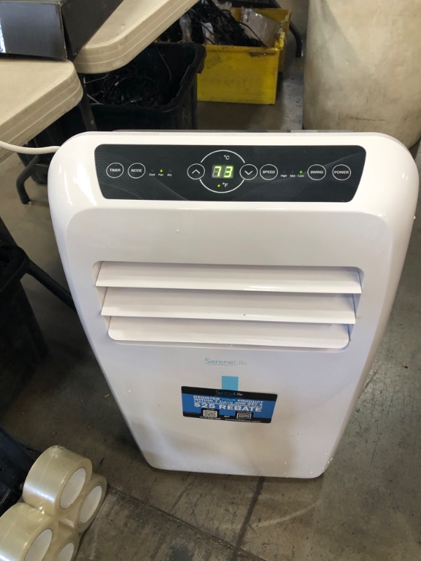 Photo 2 of SereneLife 10,000 BTU (6,000 BTU, DOE) Portable 3-in-1 Air Conditioner with Dehumidifier in White for Rooms up to 450 Sq. Ft
