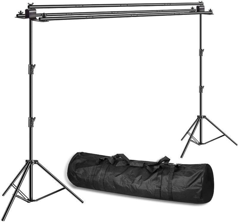 Photo 1 of Emart Triple Crossbar 10 ft Wide 8.5 ft Height Backdrop Stand, Photo Video Studio Heavy Duty Adjustable Photography Muslin Background Support System Kit - 3 in 1 Multi Backdrop Stand