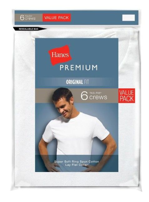 Photo 1 of Hanes Premium Men's 6pk Crew Neck T-Shirt - White