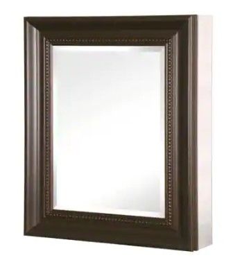 Photo 1 of 24 in. W x 30 in. H x 5-1/2 D Framed Recessed or Surface-Mount Bathroom Medicine Cabinet in Oil Rubbed Bronze
