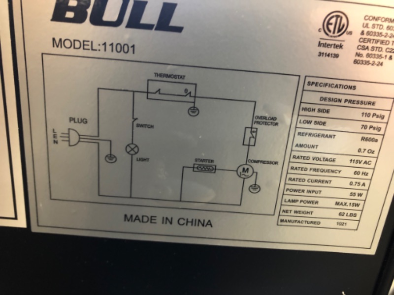 Photo 4 of Bull Outdoor Products 11001 Stainless Steel Front Panel Refrigerator
