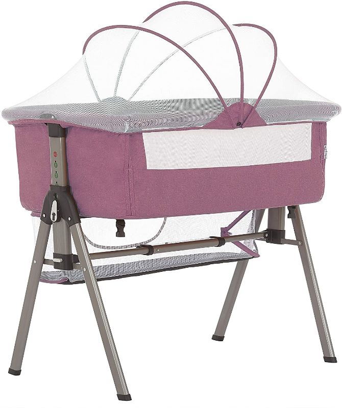 Photo 1 of Dream On Me Lotus Bassinet & Bedside Sleeper in Berry Pink
