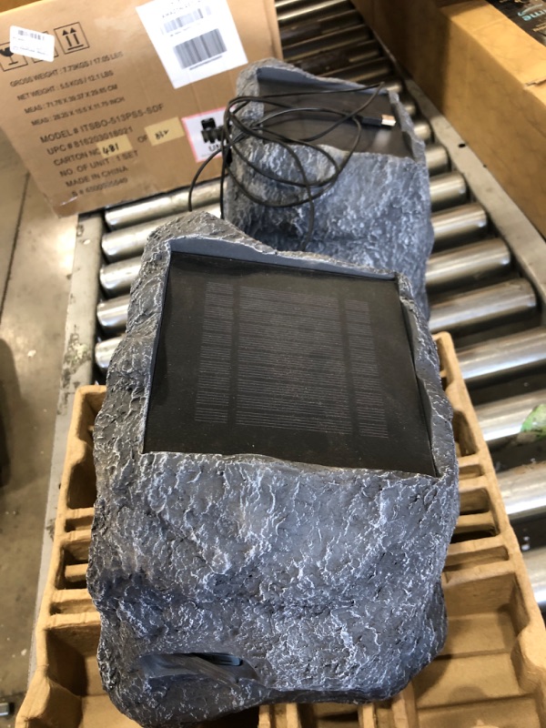Photo 1 of Innovative Technology Outdoor Rock Speaker Pair - Wireless Bluetooth Speakers for Garden, Patio, Waterproof, Built for all Seasons & Solar Powered with Rechargeable Battery, Music Streaming - Charcoal
