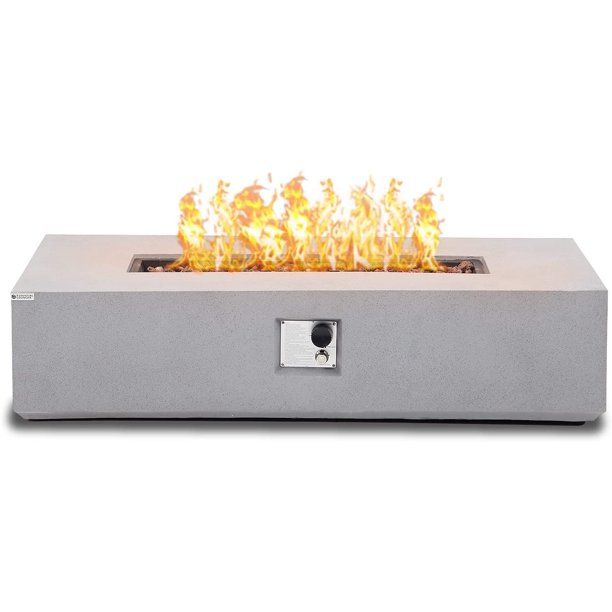 Photo 1 of **Minor Damage** 56-in W 50000-BTU Light Gray Portable Concrete Propane Gas Fire Pit
