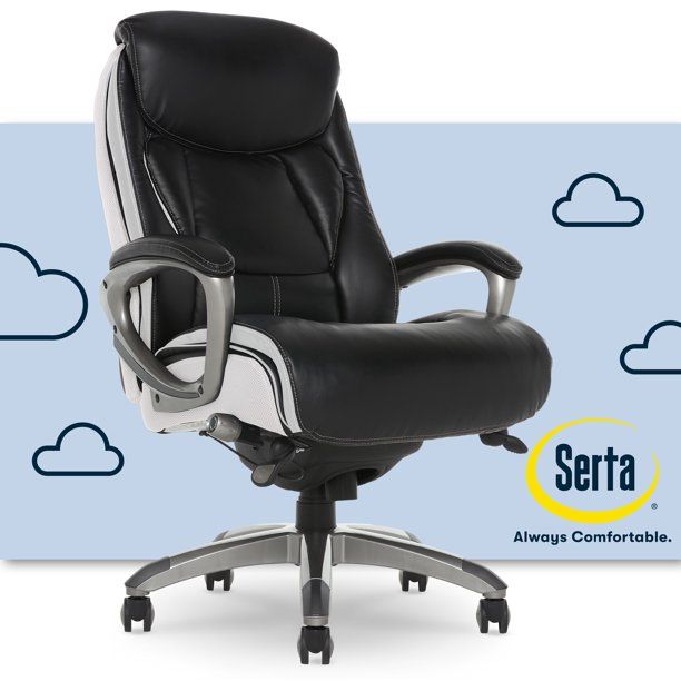 Photo 1 of ** Maybe parts** Serta Bonded Leather Office Chair with Smart Layers Tech, 250 lb. Capacity, Black & White
