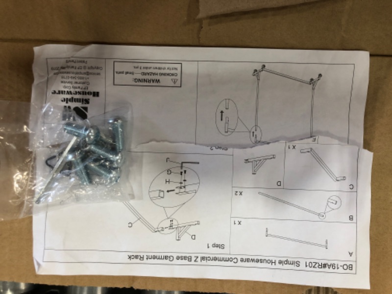 Photo 2 of ***PARTS ONLY*** Simple Houseware Industrial Grade Z-Base Garment Rack, 400lb Load with 62in extra long bar
