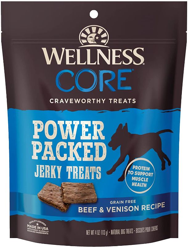 Photo 1 of **non refundable** WELLNESS Core Pure Rewards Grain-Free Beef & Venison Jerky Bites Dog Treats, 4 Ounce bag (88206) 3 pack exp Aug 22 
