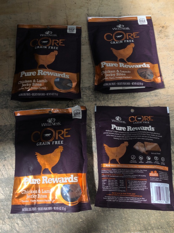 Photo 2 of **non-refundable** Wellness Core Pure Rewards Chicken & Lamb Jerky Bites 4 Oz 4 pack exp jul 31, 2022 
