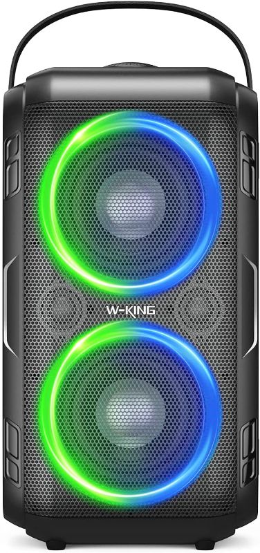 Photo 1 of UNABLE TO TEST**
W-KING 80W Bluetooth Speaker Loud, Super Rich Bass, Huge 105dB Sound Portable Party Speakers, Mixed Color LED Lights, 12000mAH Battery, Bluetooth 5.0, USB Playback, TF Card, Non-Waterproof
