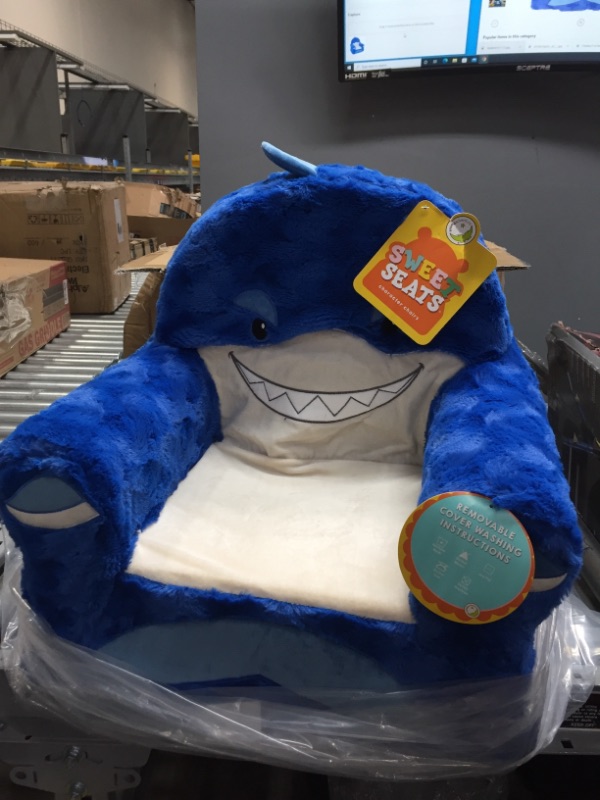 Photo 2 of Animal Adventure Sweet Seats Shark Children's Plush Chair Blue Shark
