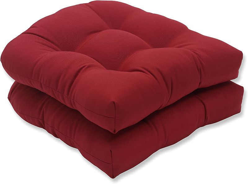 Photo 1 of  ONLY ONE Pillow Perfect Outdoor/Indoor Pompeii Tufted Seat Cushions (Round Back), 19" x 19", Red, 
