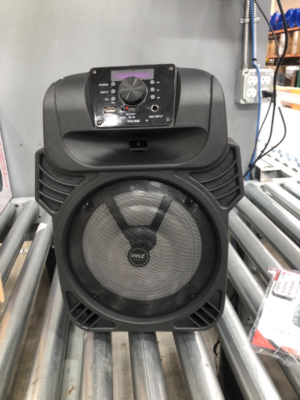 Photo 3 of 400W Portable Bluetooth PA Loudspeaker - 8” Subwoofer System, 4 Ohm/55-20kHz, USB/MP3/FM Radio/ ¼ Mic Inputs, Multi-Color LED Lights, Built-in Rechargeable Battery w/ Remote Control - Pyle PPHP844B
