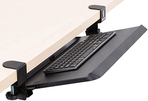 Photo 1 of Stand Steady Clamp-On Keyboard Tray with Adjustable Tilt | Ergonomic Under Desk Keyboard Shelf | Damage-Free Easy Installation- No Drilling | 20-inch Tray (27-inch Including Clamps)
