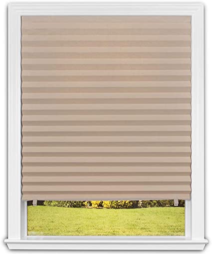 Photo 1 of Redi Shade No Tools Original Trim-at-Home Pleated Light Filtering Paper Shade Cafe, 48 in x 72 in, 6 Pack
