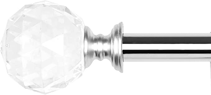 Photo 1 of 3/4 Inch Diameter Adjustable Curtain Metal Rod with Round Clear Acrylic Ball Finials?28 to 48 Inch?Chrome