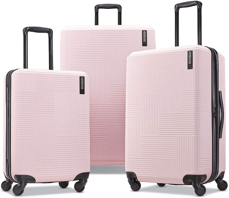 Photo 1 of American Tourister Stratum XLT Expandable Hardside Luggage with Spinner Wheels, Pink Blush, 3-Piece Set (20/24/28)
