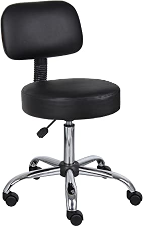 Photo 1 of Boss Office Products Be Well Medical Spa Stool with Back in Black
