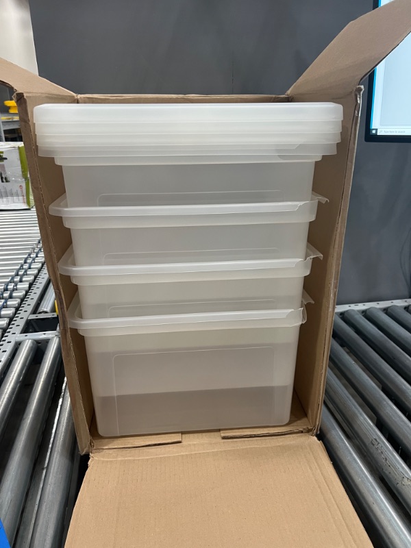 Photo 2 of **ALL BOXES AND LIDS ARE CRACKED//BROKEN!!! IRIS USA, Inc. R-FB-21E Letter and Legal Size File Box, Black, 4 Pack FB-21EE Letter and Legal Size File Box, Medium, Clear, 4 Pack
