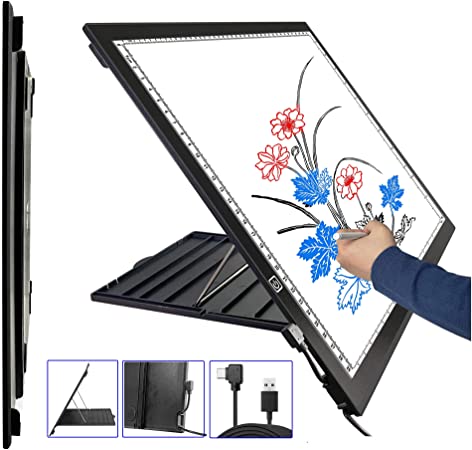 Photo 1 of **a corner is damaged**Hawanik A3 LED Light Pad with Built-in Stand for Diamond Painting, Dimmable Ultra-Thin LED Tracing Light Box for Drawing Sketching Animation Stencilling HTV Weeding
