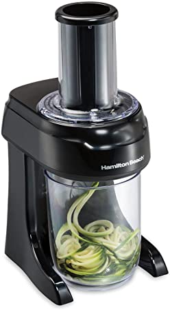 Photo 1 of Hamilton Beach 3-in-1 Electric Vegetable Spiralizer & Slicer With 3 Cutting Cones for Veggie Spaghetti, Linguine, and Ribbons, 6-Cups, Black,70930
